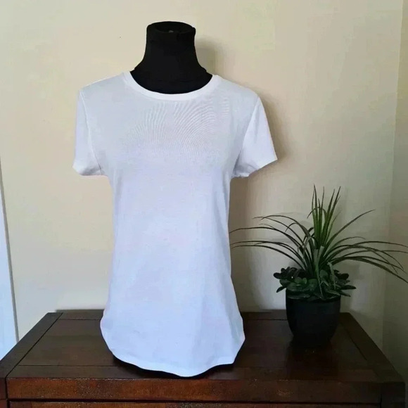 NWT Ellen  Tracy White Short Sleeved T-shirt Small Supima Cotton Women's Tee - Picture 1 of 9